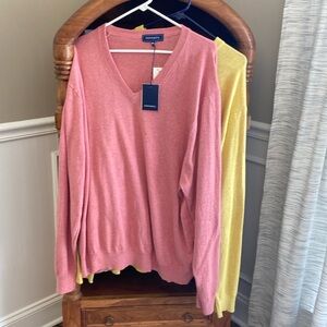 Bundle‎ of 2 NWT Crown & Ivy Pink and Yellow Cotton/Cashmere Sweaters XXL